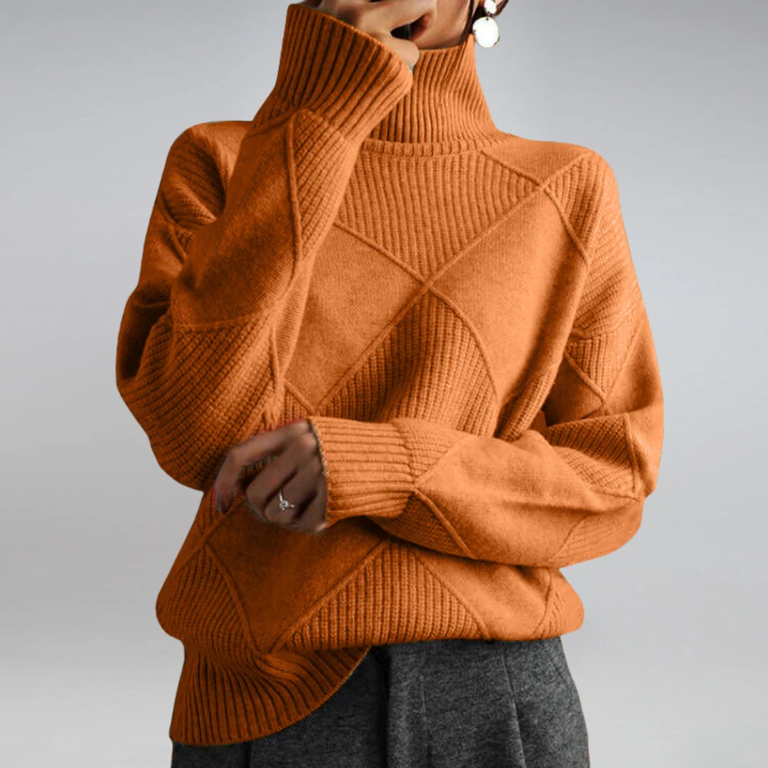 Magda | Damski Sweter z Dzianiny w Rombowy Wzór
