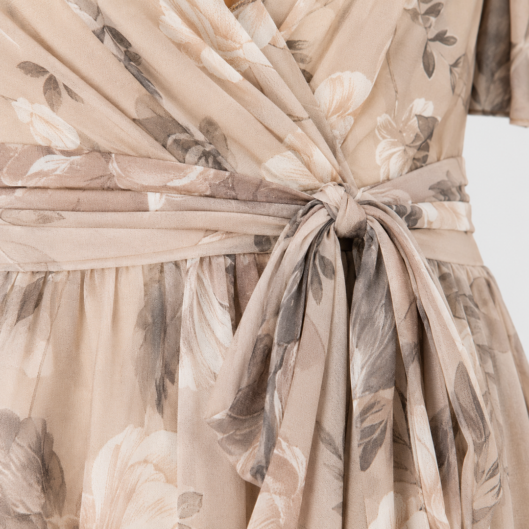 Lila | Floral Chiffon Wrap Midi Dress