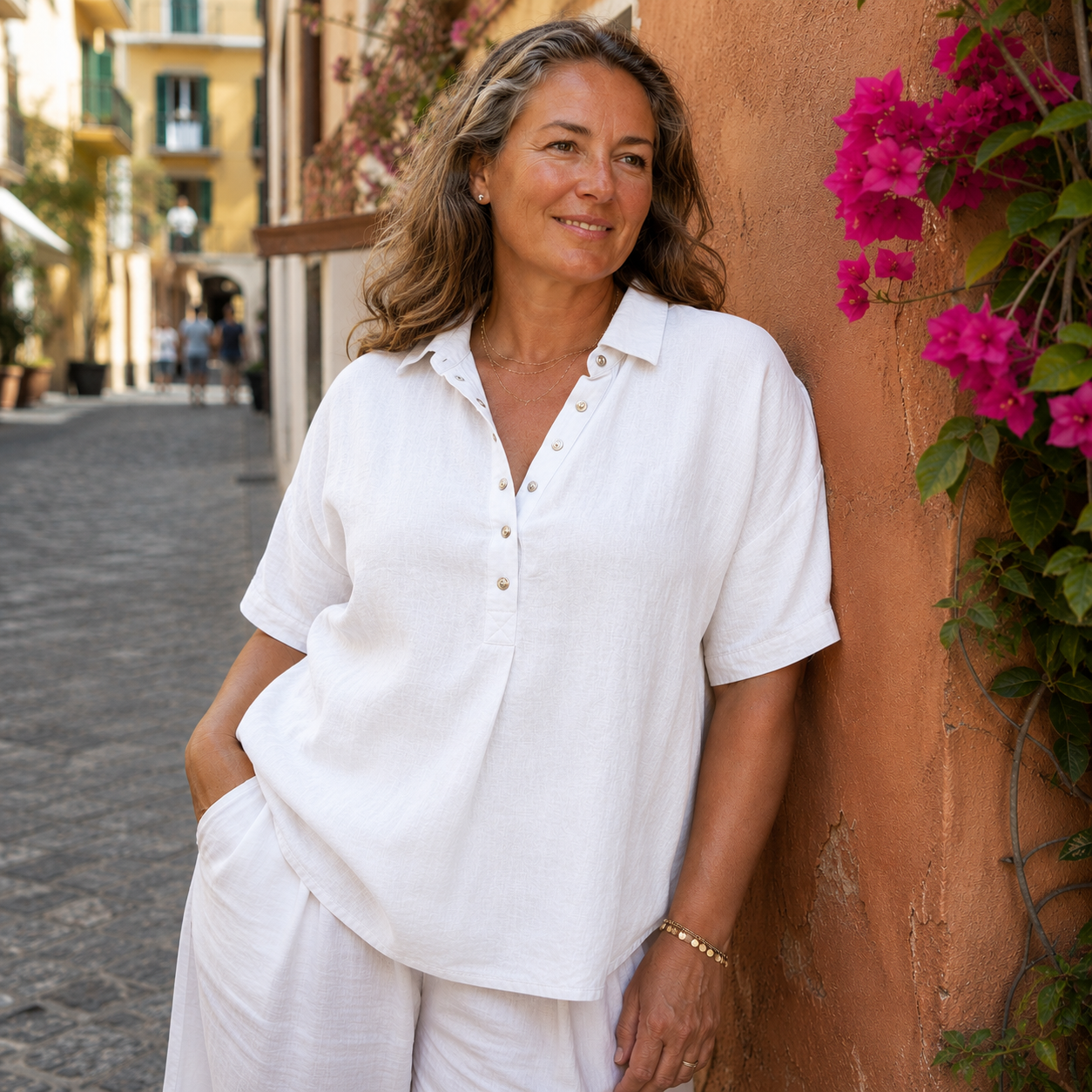 Lena | Summer Button Up Cotton Long Sleeve Blouse