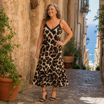 Anita | Leopard Print Slip Maxi Dress