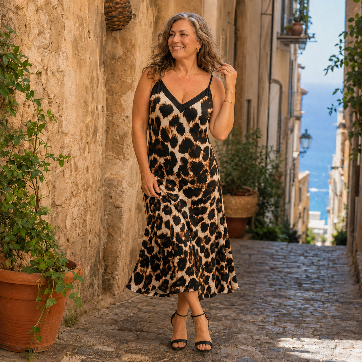 Anita | Leopard Print Slip Maxi Dress