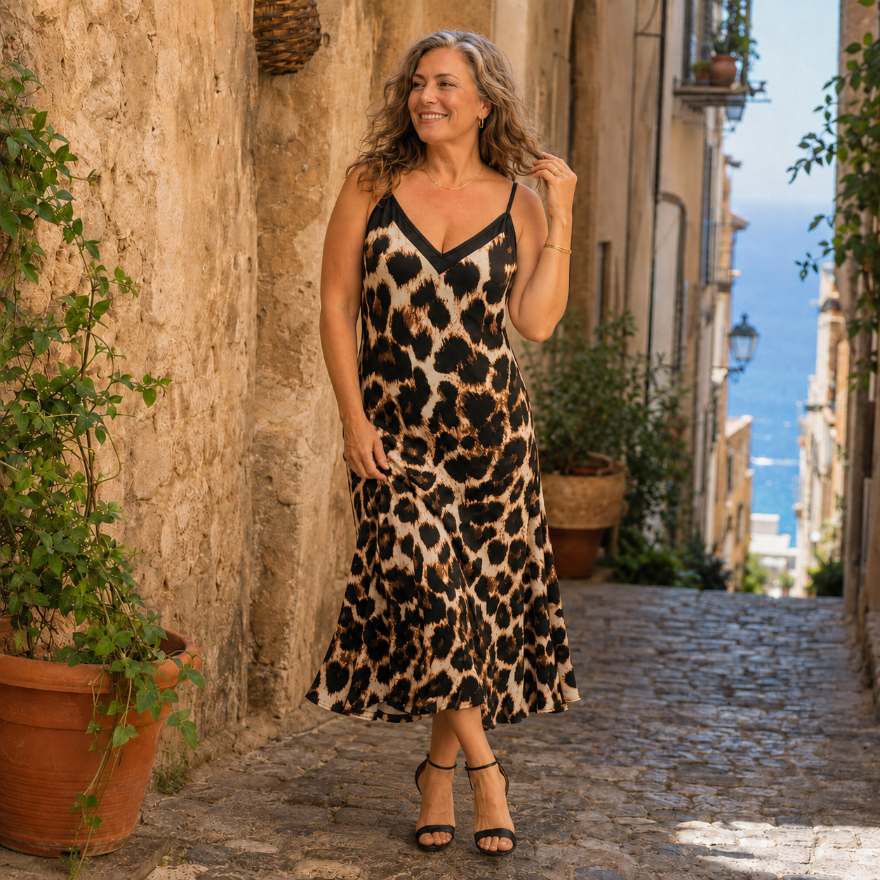 Anita | Leopard Print Slip Maxi Dress