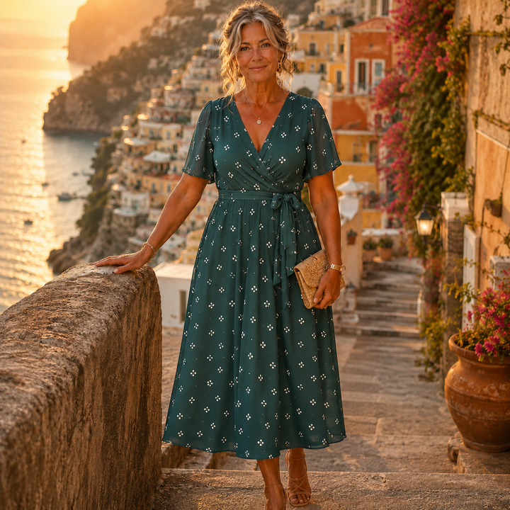 Lila | Floral Chiffon Wrap Midi Dress