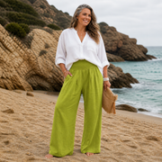 Arielle | Elastic Waist Wide-Leg Cotton Blend Pants