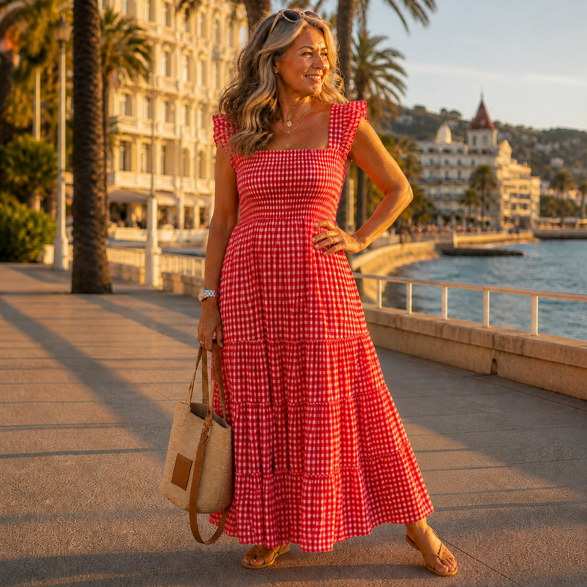 Elara | Gingham Plaid Maxi Dress