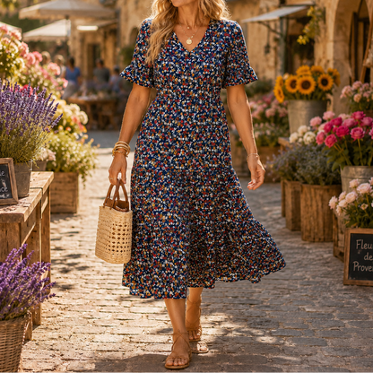 Bella | Ditsy Floral Tiered Midi Dress