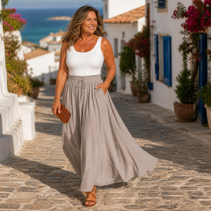 Joanne | Wide Leg Bohemian Skort Trousers