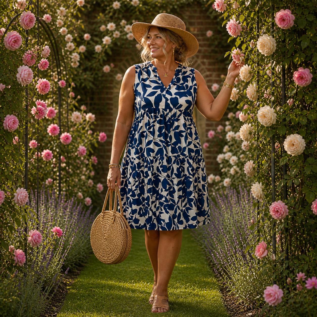 Liora | Sleeveless Flower Print Midi Dress