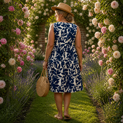 Liora | Sleeveless Flower Print Midi Dress