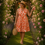 Liora | Sleeveless Flower Print Midi Dress