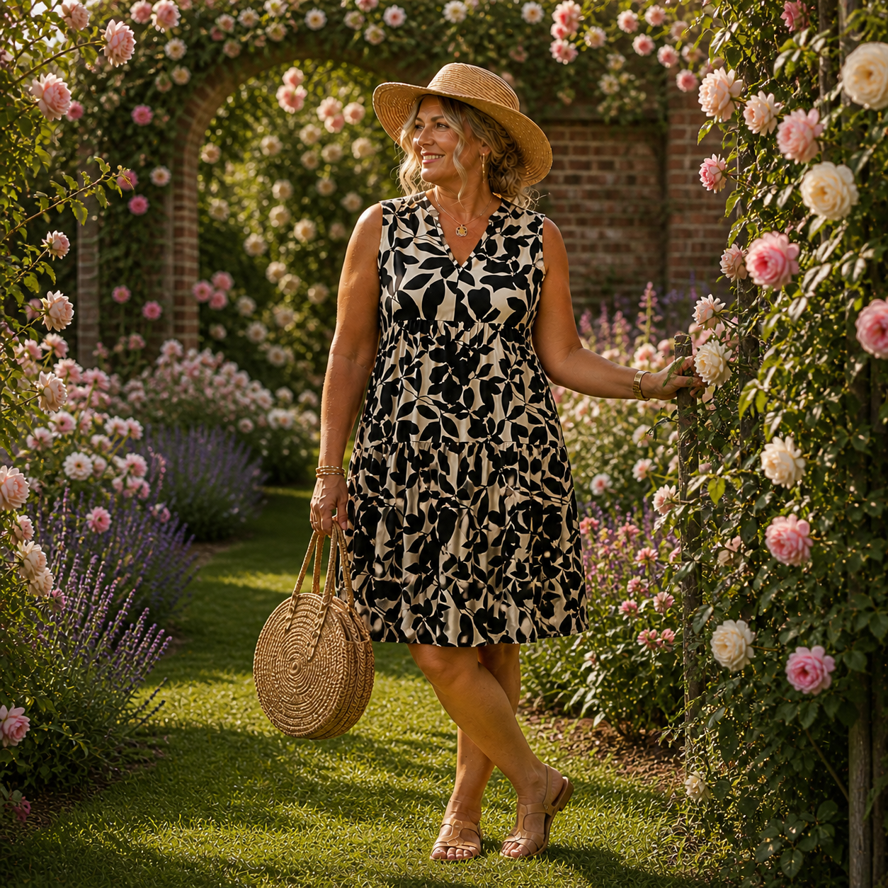 Liora | Sleeveless Flower Print Midi Dress