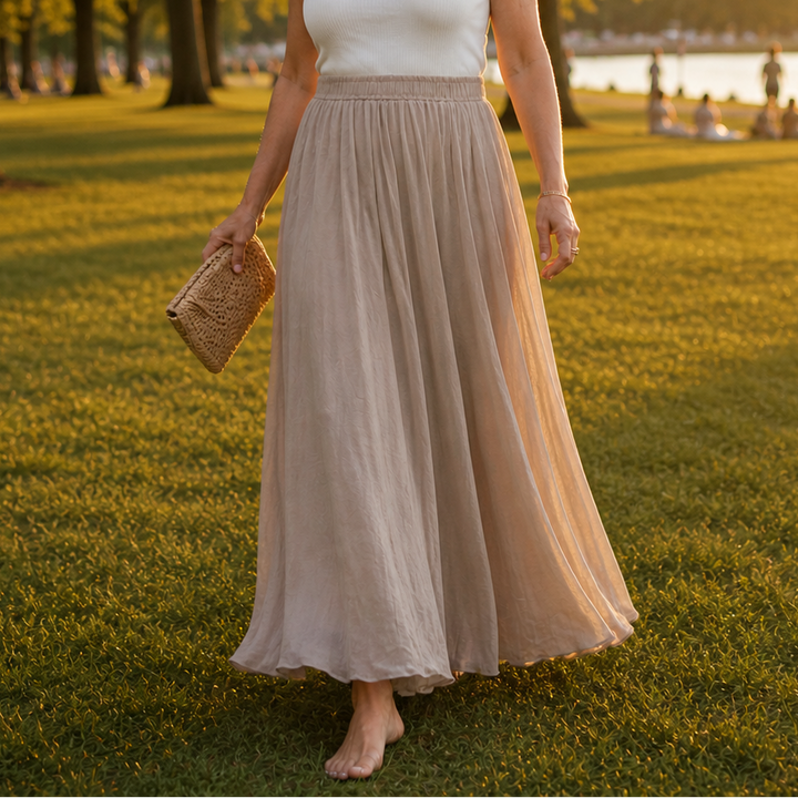 Aurelia | Flowing Chiffon Maxi Cotton Skirt
