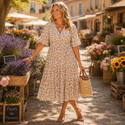 Bella | Ditsy Floral Tiered Midi Dress