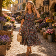 Bella | Ditsy Floral Tiered Midi Dress
