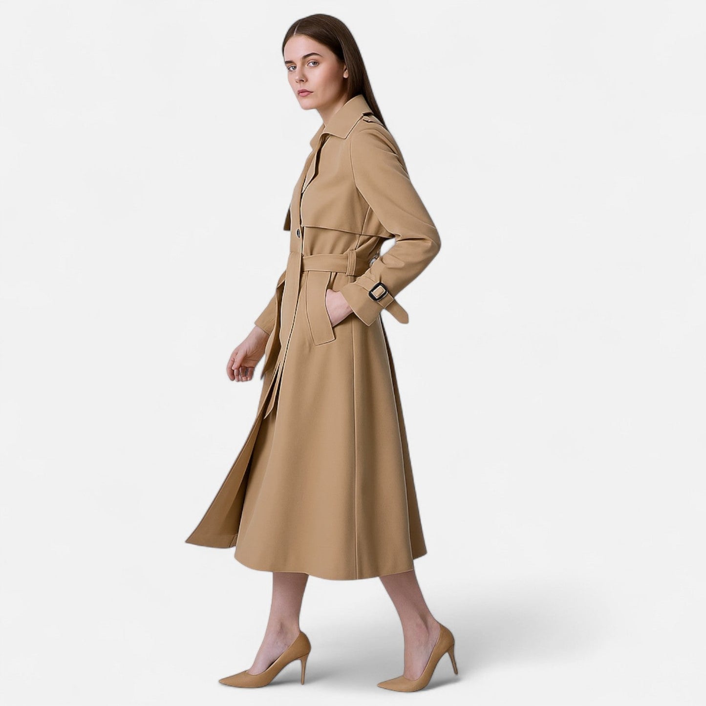 Zuzanna | Elegancki Damski Trencz Dwurzędowy z Klapami