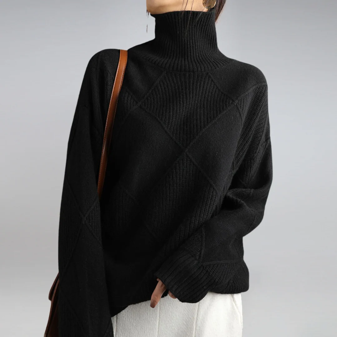 Magda | Damski Sweter z Dzianiny w Rombowy Wzór