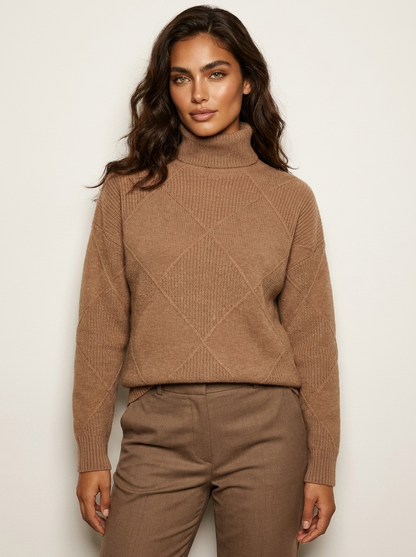 Magda | Damski Sweter z Dzianiny w Rombowy Wzór