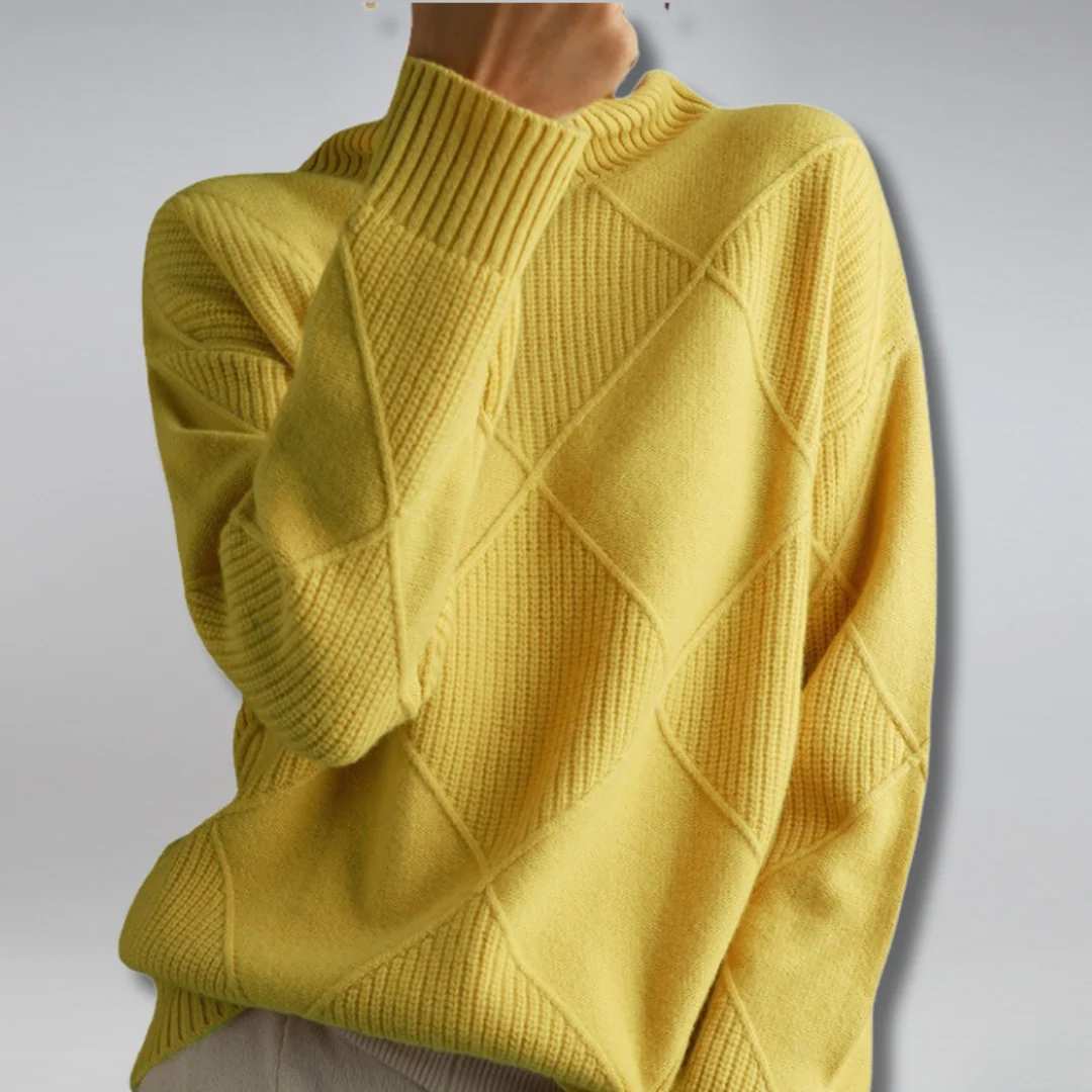 Magda | Damski Sweter z Dzianiny w Rombowy Wzór