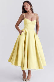 Zofia | Elegancka sukienka maxi z tiulową spódnicą na ramiączkach
