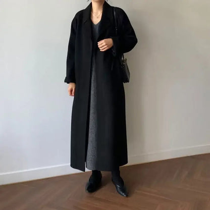 Karolina | Elegancki Damski Płaszcz Zimowy z Wełny z Paskiem