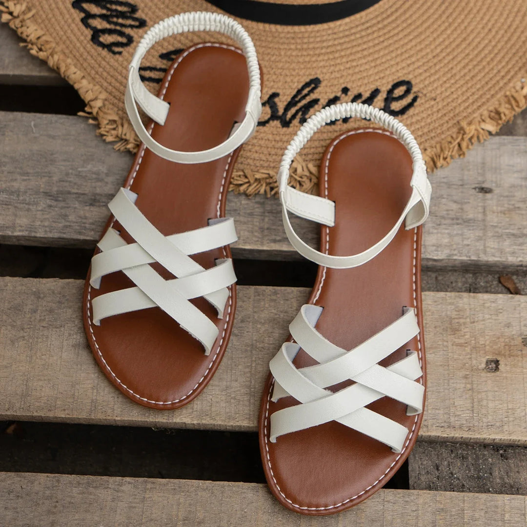 Kate | Cross Strap Flat Summer Sandals