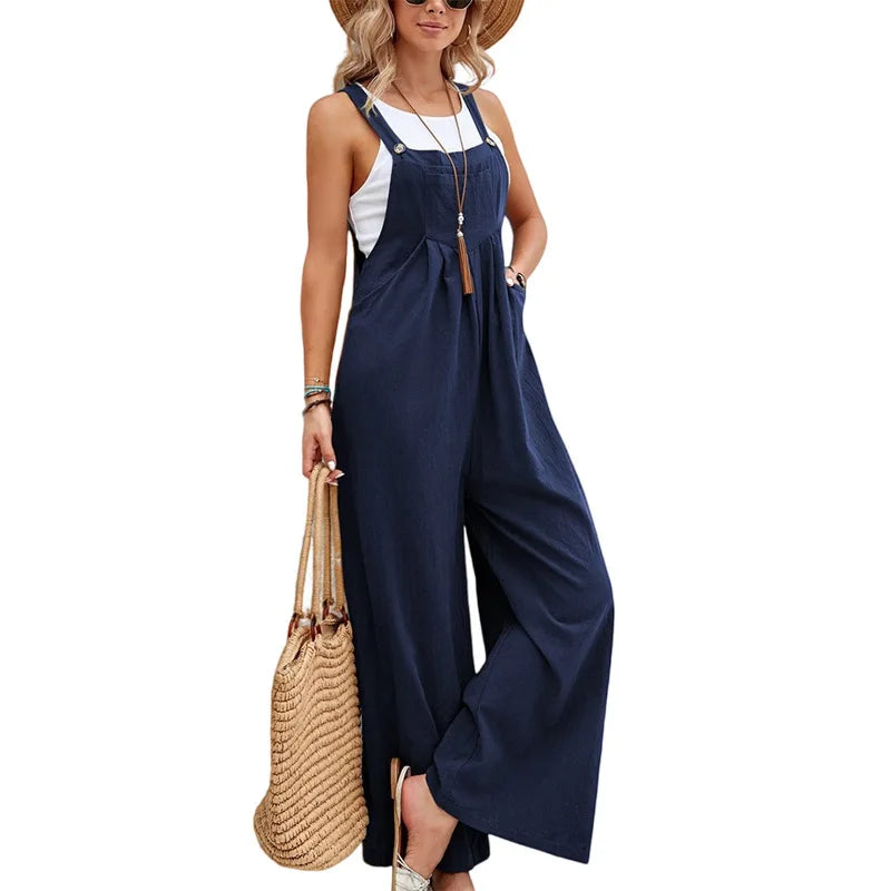 Elara | Wide-Leg Dungaree Jumpsuit