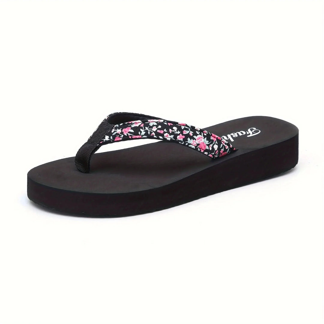 Sandy | Floral Strap Platform Flip Flops