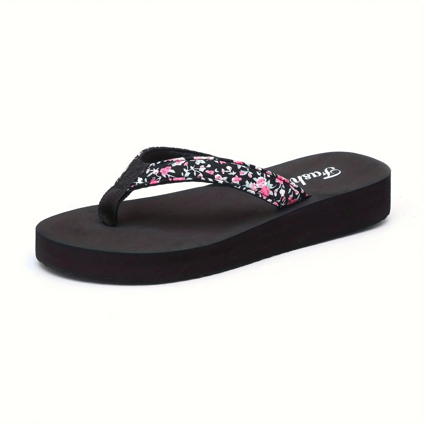 Sandy | Floral Strap Platform Flip Flops