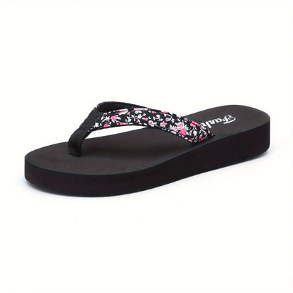 Sandy | Floral Strap Platform Flip Flops