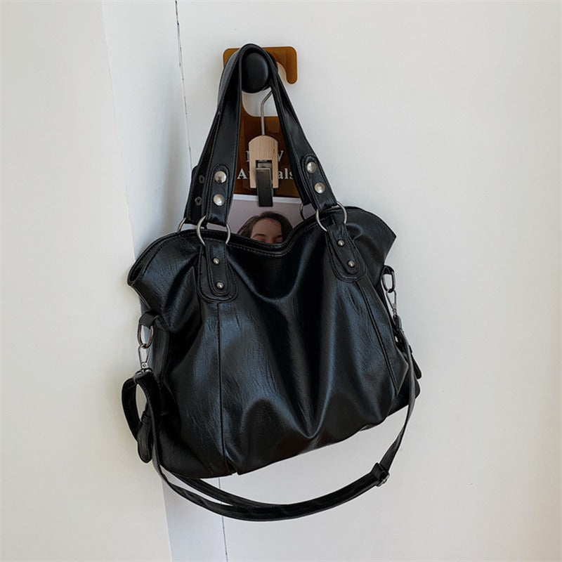 Danuta | Damska Torebka na Ramię z Ekoskóry z Zamkiem i Odpinanym Paskiem Crossbody