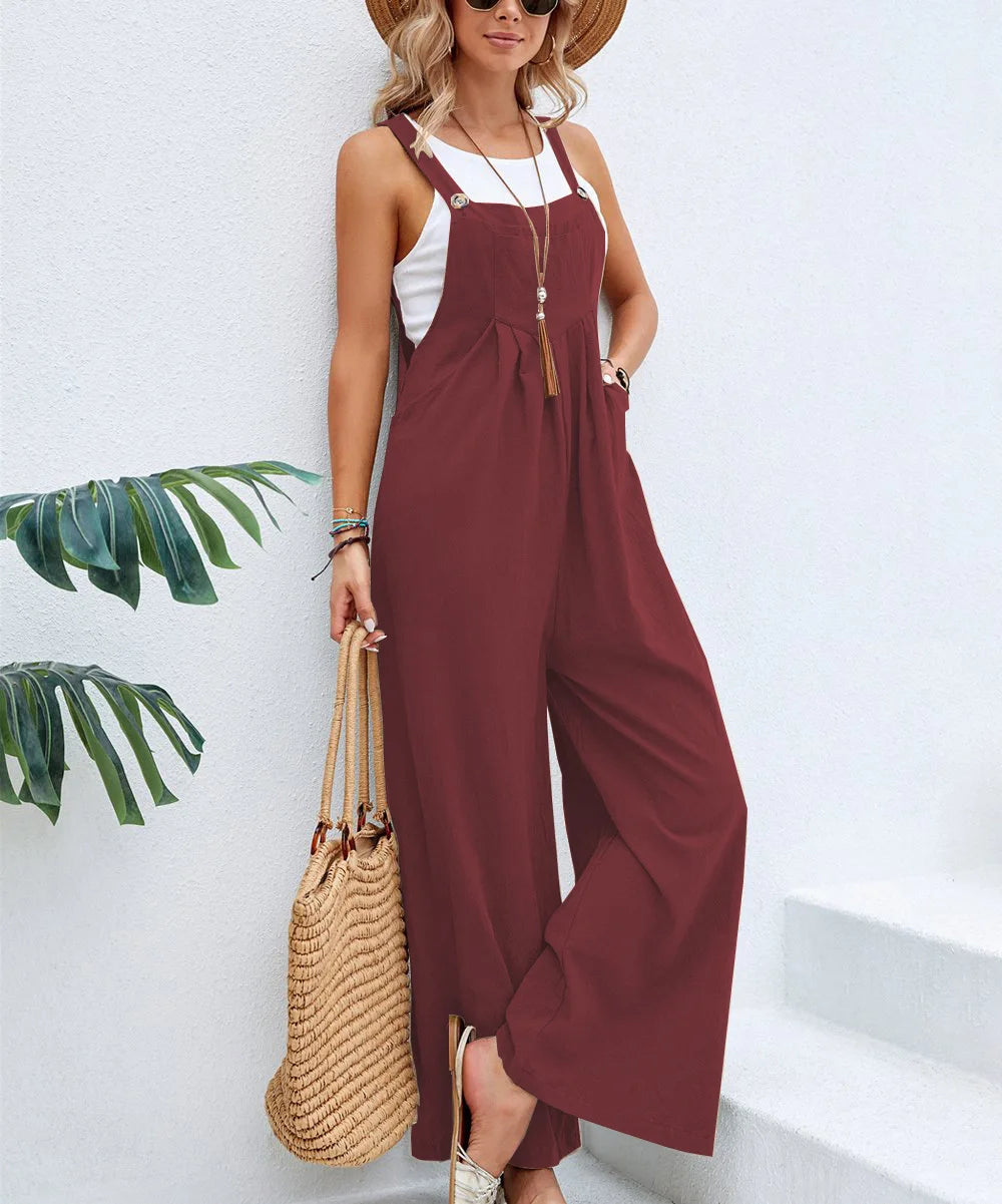 Elara | Wide-Leg Dungaree Jumpsuit