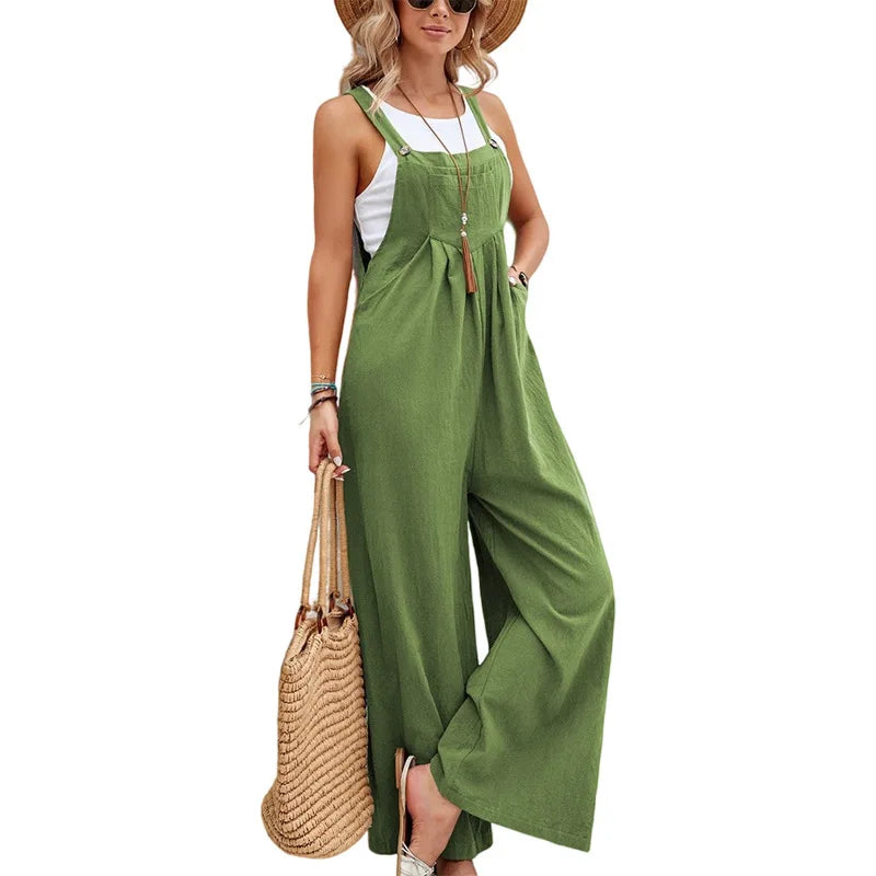 Elara | Wide-Leg Dungaree Jumpsuit
