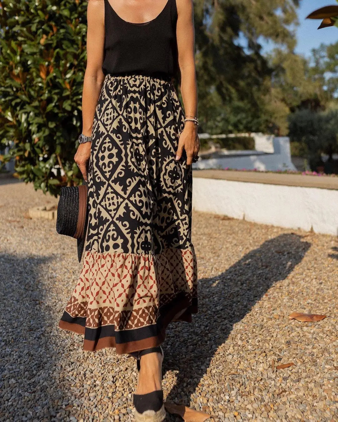 Stella | Printed Boho Maxi Summer Skirt