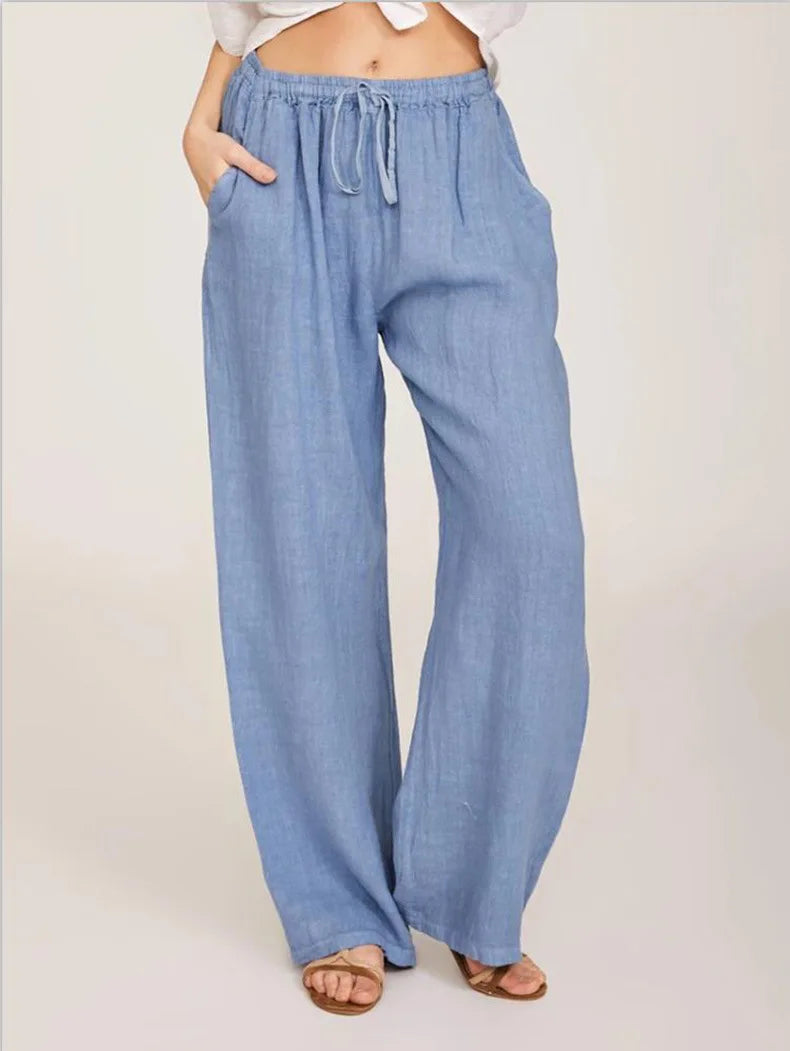 Elena | Wide Leg Drawstring Trousers
