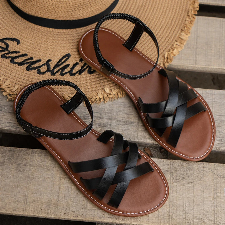 Kate | Cross Strap Flat Summer Sandals