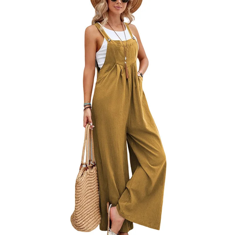 Elara | Wide-Leg Dungaree Jumpsuit