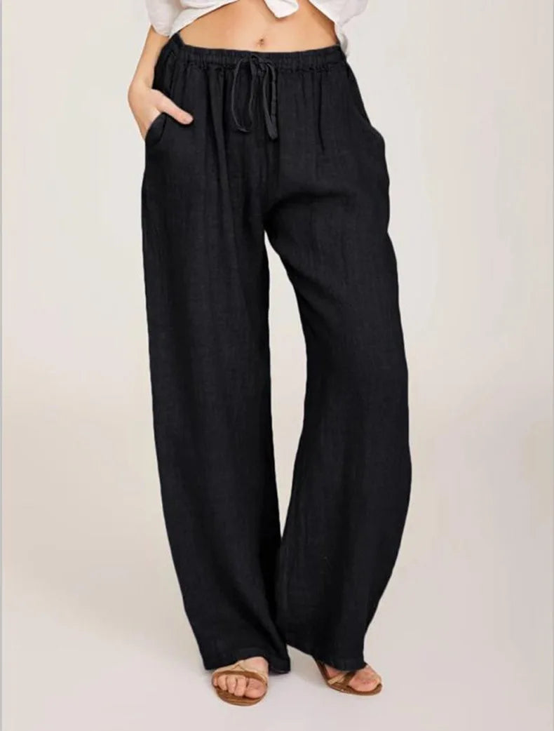 Elena | Wide Leg Drawstring Trousers