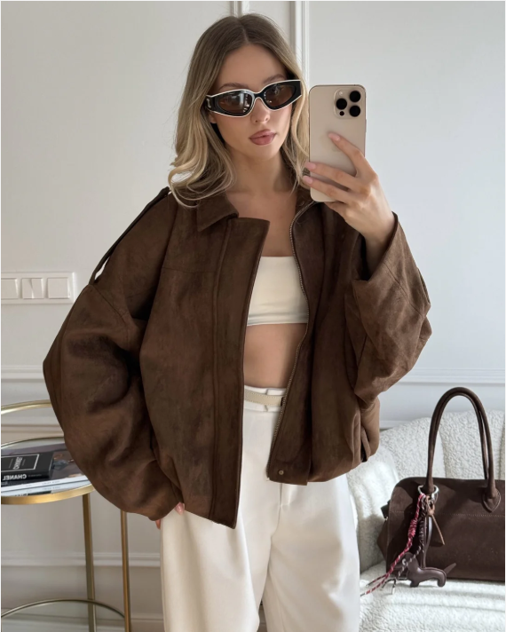 Celina | Damska Oversize Kurtka Zamszowa