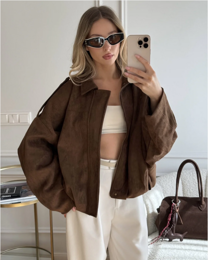 Celina | Damska Oversize Kurtka Zamszowa