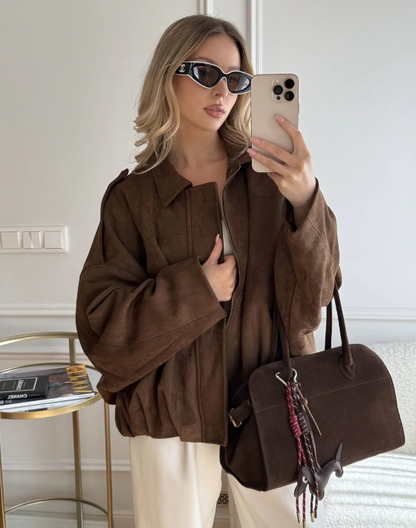 Celina | Damska Oversize Kurtka Zamszowa