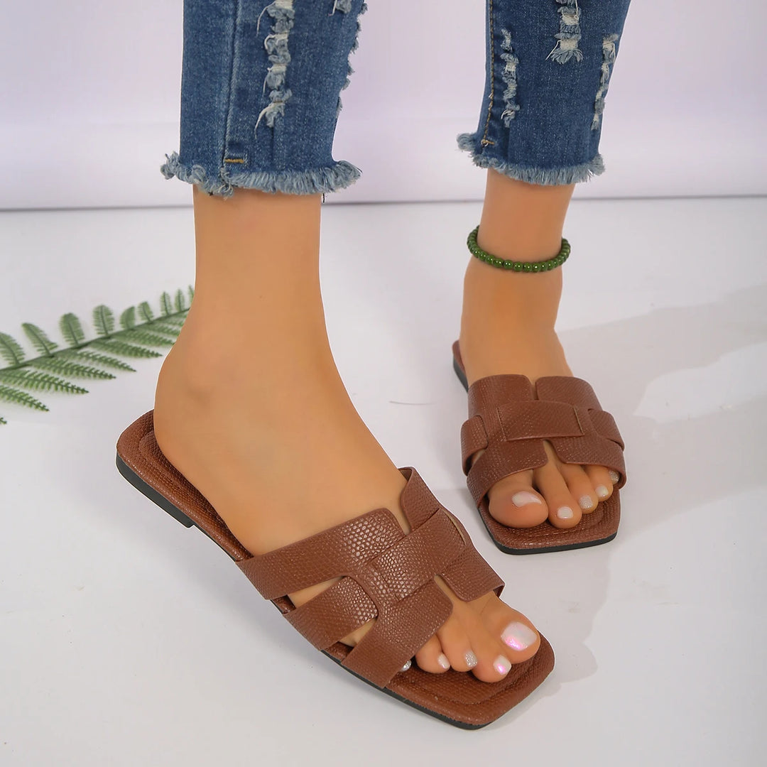 Josie | Woven Strap Flat Summer Sandals Slides