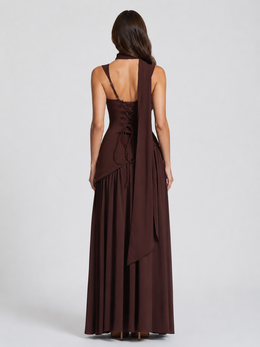 Marlena | Elegancka Damska Sukienka Maxi z Satynowym Wykończeniem