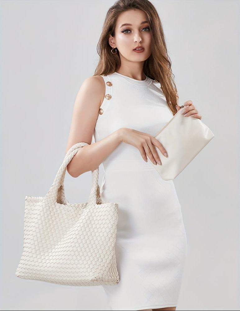 Marcelina | Duża pleciona torebka shopper