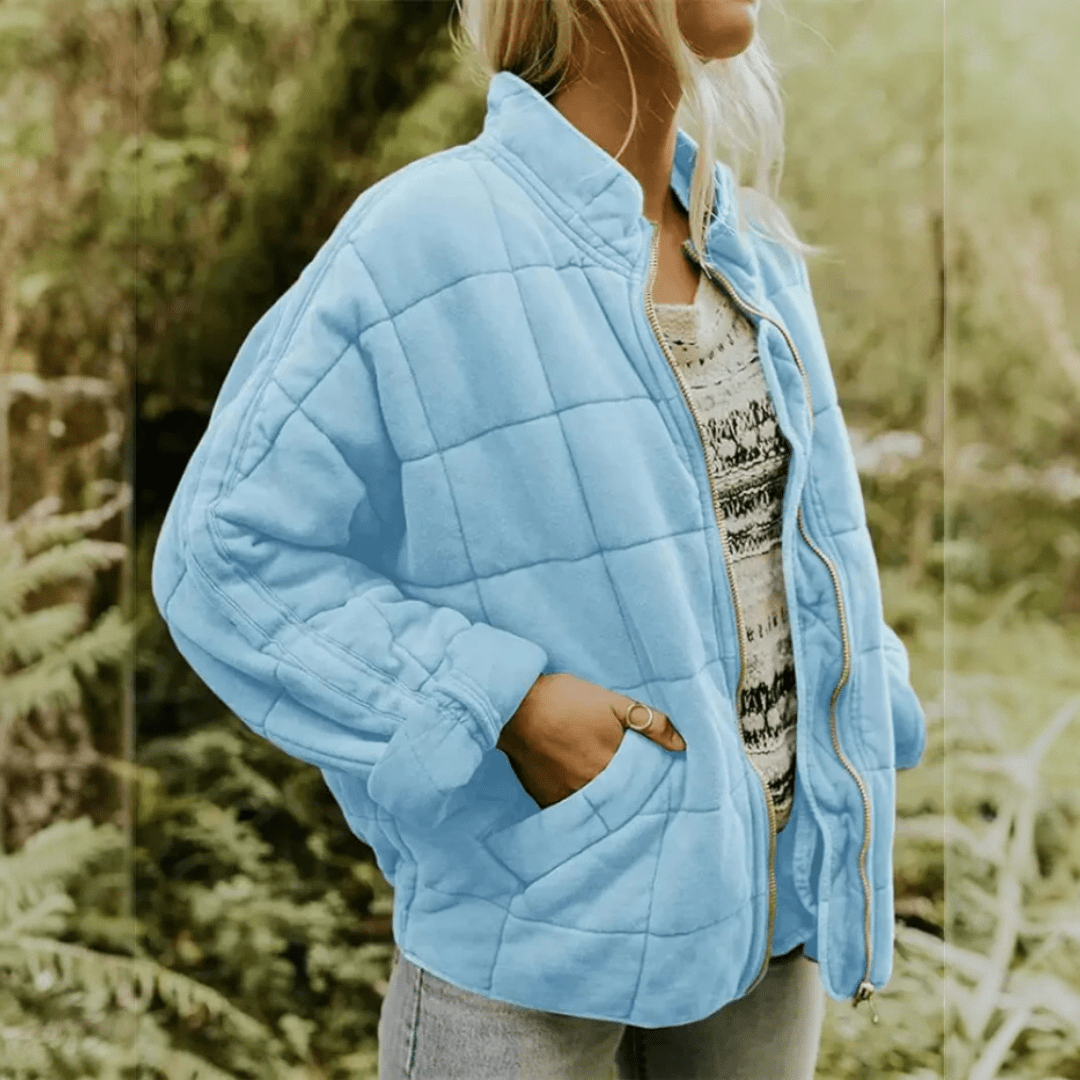 Joanna | Damska Pikowana Kurtka Przejściowa Oversize na Zamek