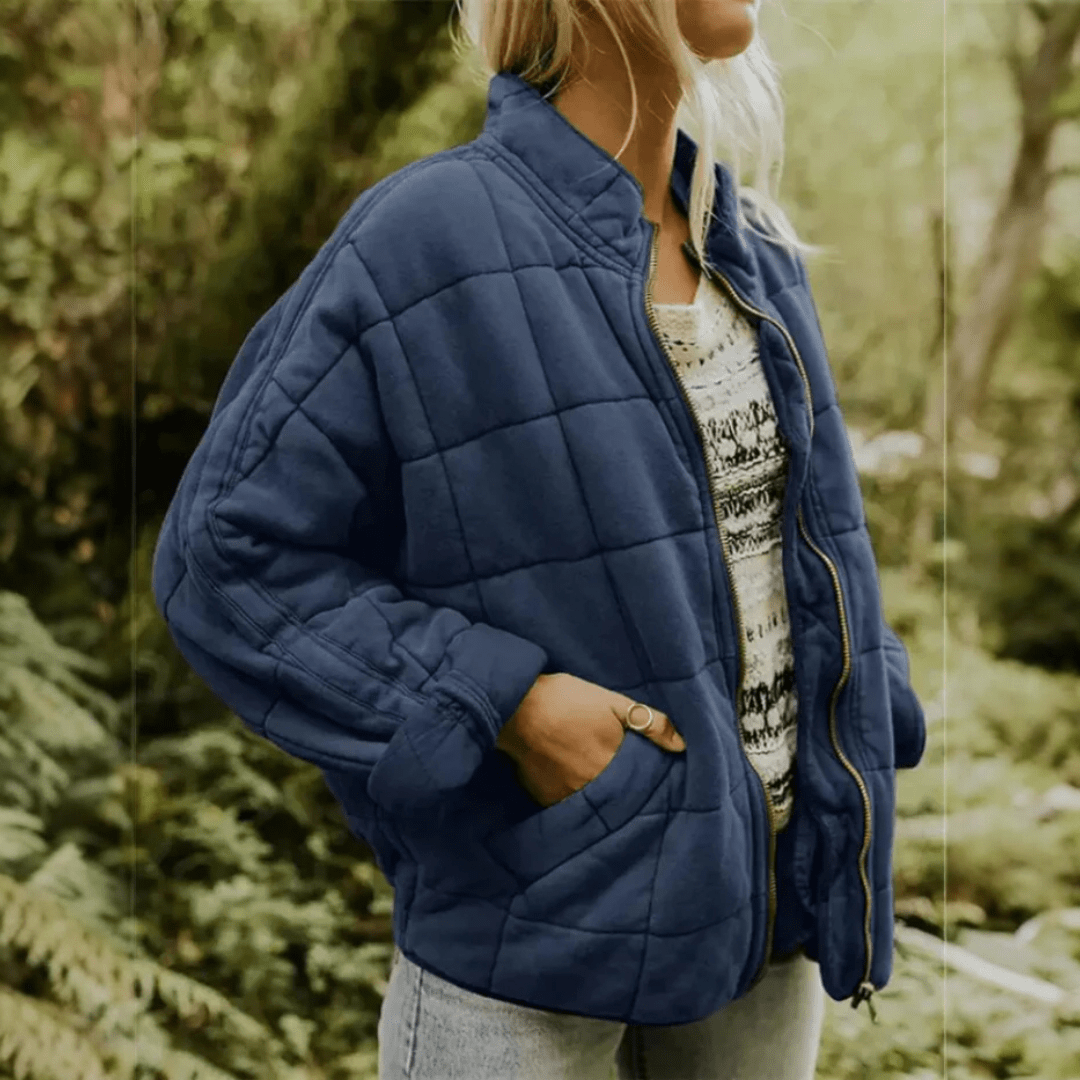 Joanna | Damska Pikowana Kurtka Przejściowa Oversize na Zamek