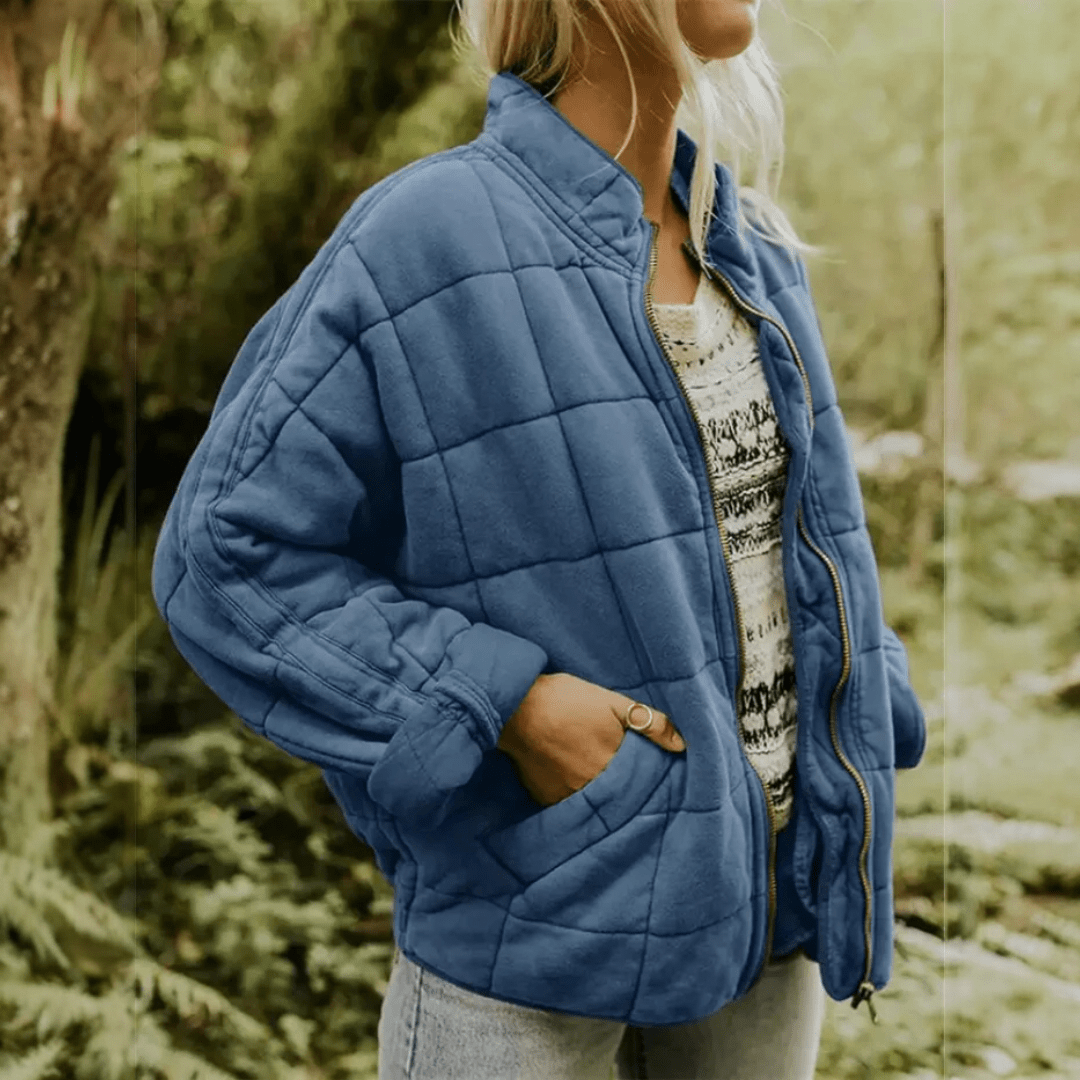Joanna | Damska Pikowana Kurtka Przejściowa Oversize na Zamek