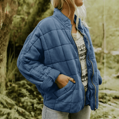 Joanna | Damska Pikowana Kurtka Przejściowa Oversize na Zamek
