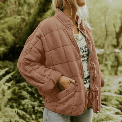 Joanna | Damska Pikowana Kurtka Przejściowa Oversize na Zamek
