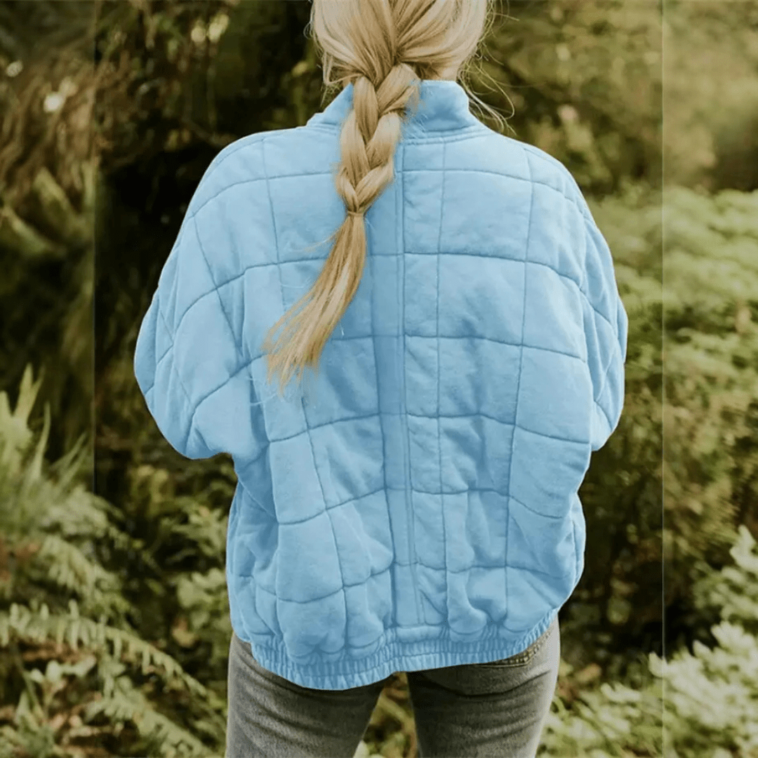 Joanna | Damska Pikowana Kurtka Przejściowa Oversize na Zamek