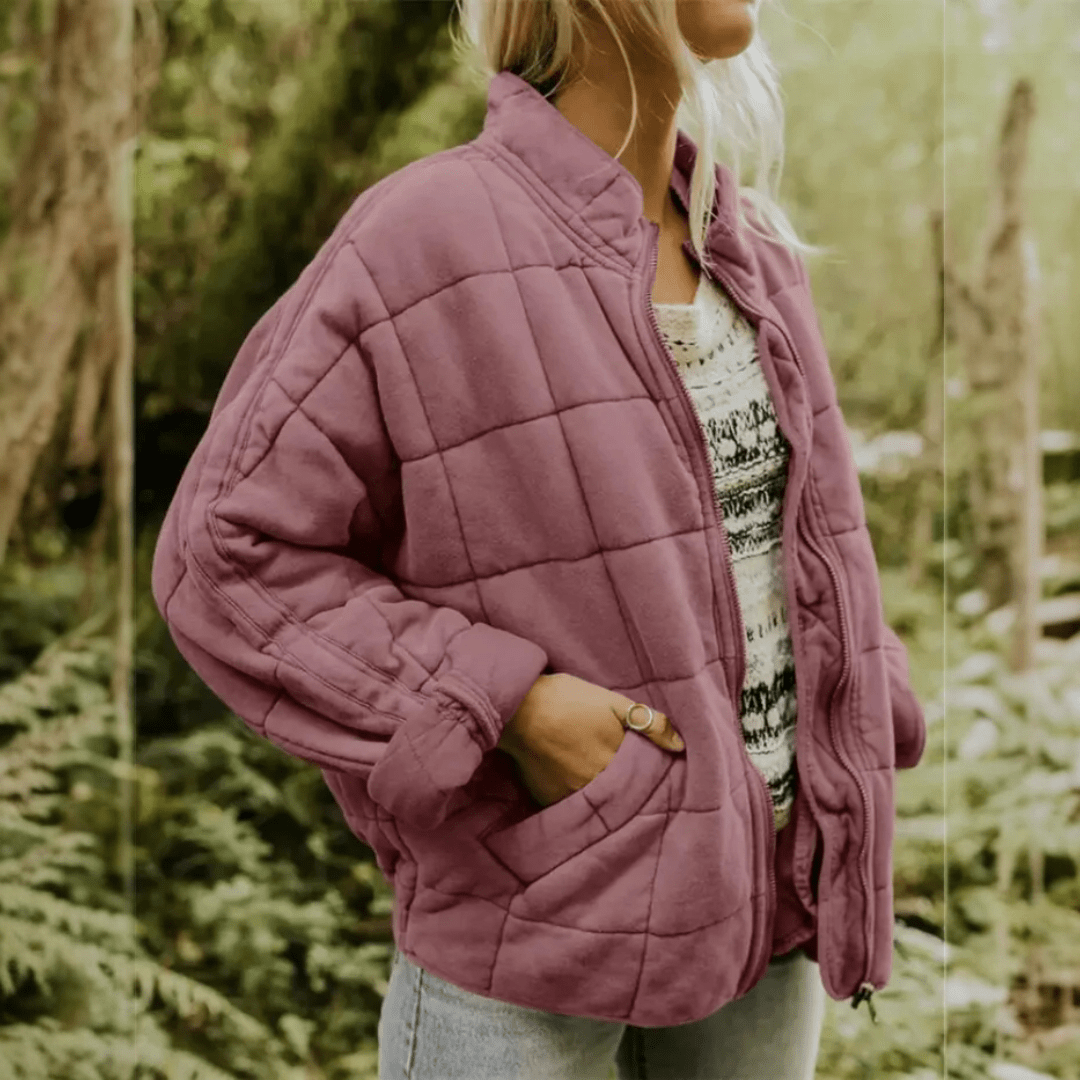 Joanna | Damska Pikowana Kurtka Przejściowa Oversize na Zamek